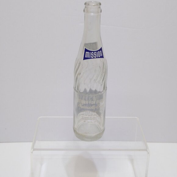 Mission Of California 10 Fl Oz Clear Glass Soda Bottle Circa 1967 Vintage RARE - Picture 2 of 5